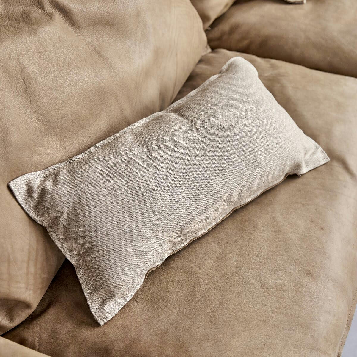 WOODNEST - Canapé en chêne massif et cuir Cheyenne 3 places