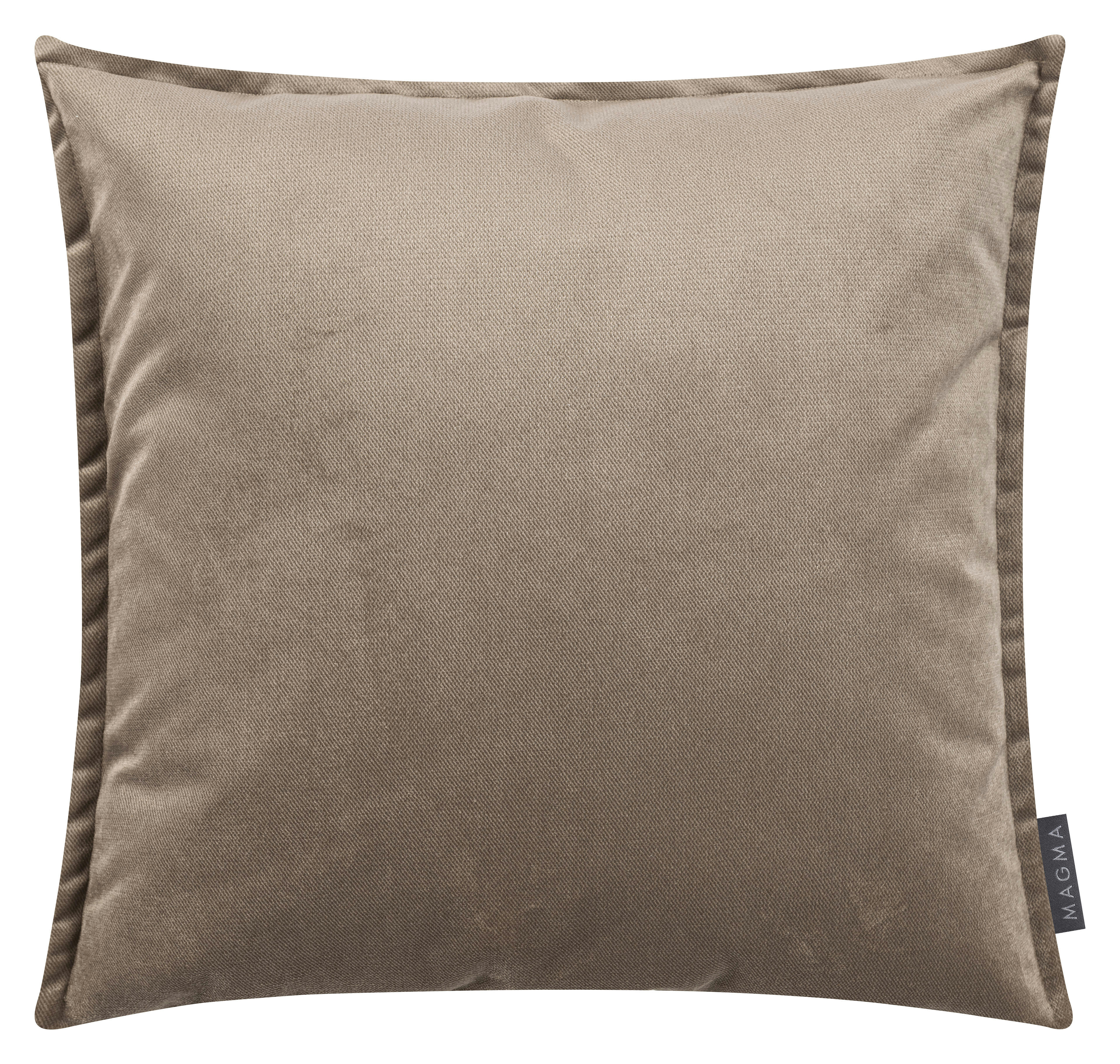MARLA - Housses de coussin velours avec volant piqué taupe 45x45 - Lot de 2