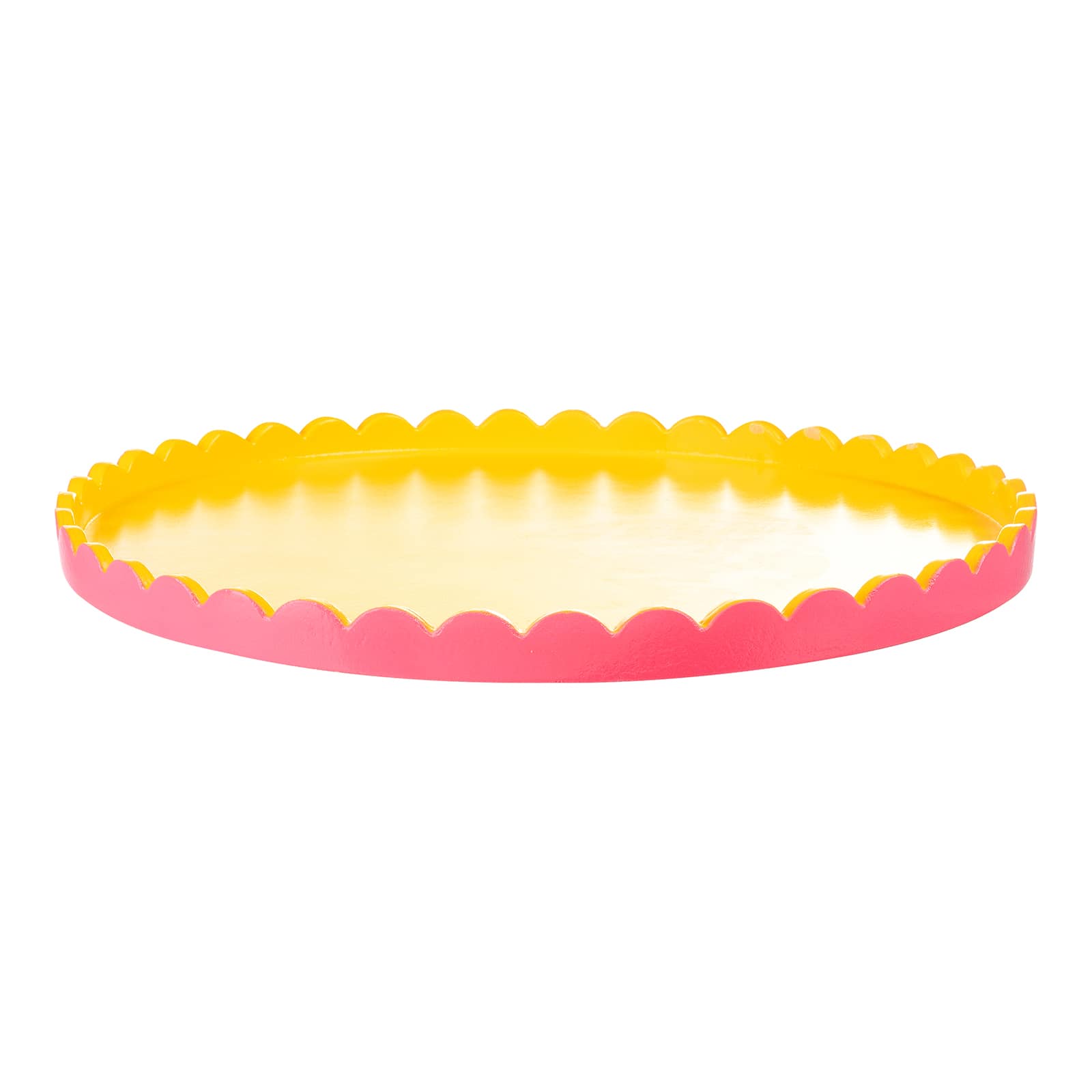 Deko-Tablett Wellenkante Gelb, ⌀ 37.5 cm, H 30 mm