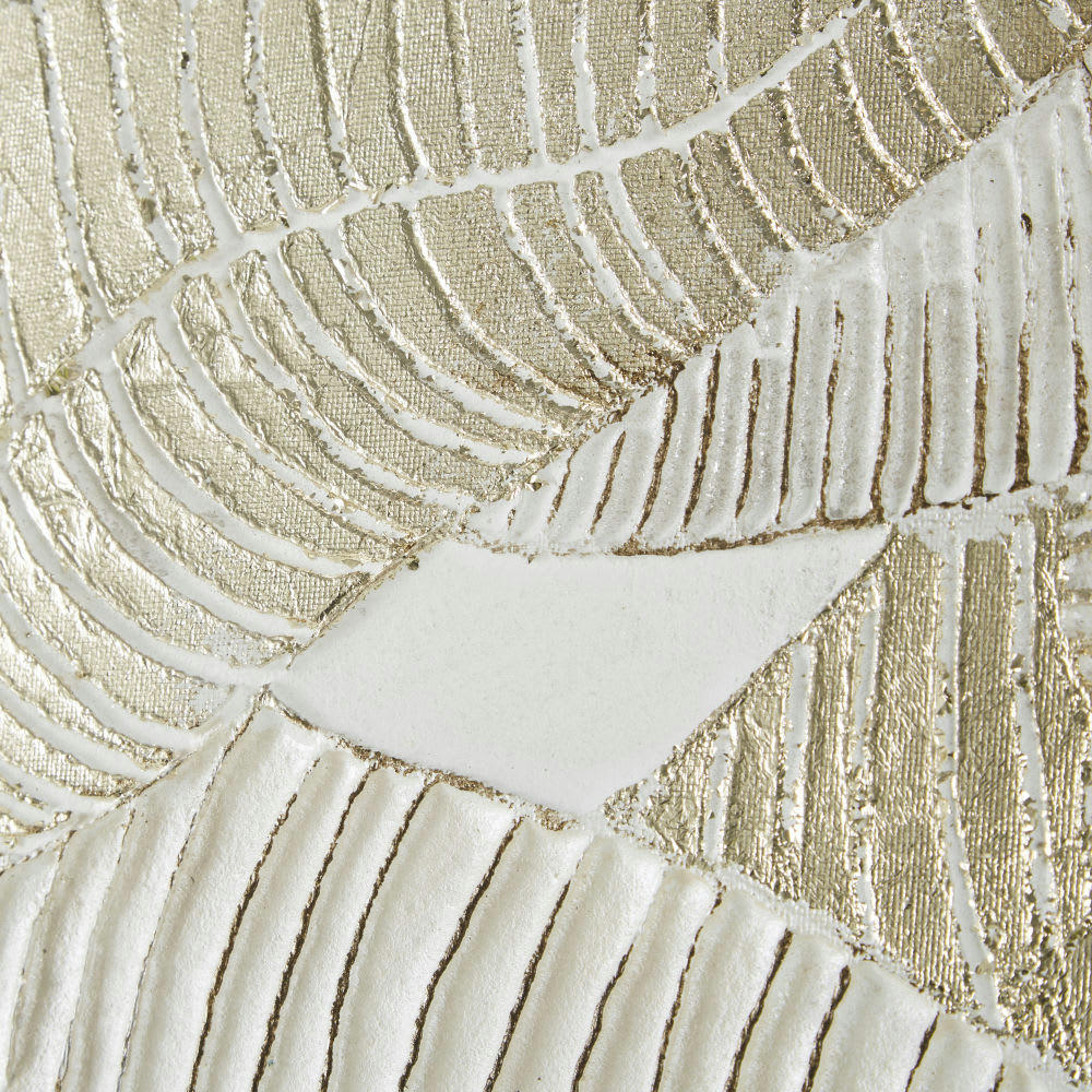 FAUSTINE - Toile peinte blanche et dorée 90x120