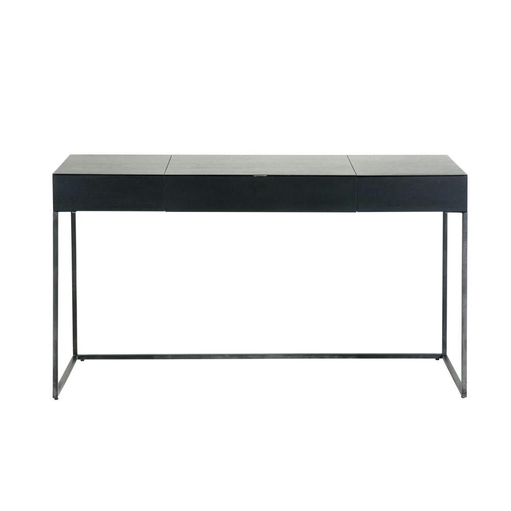 Opal - Bureau 2 tiroirs en métal noir