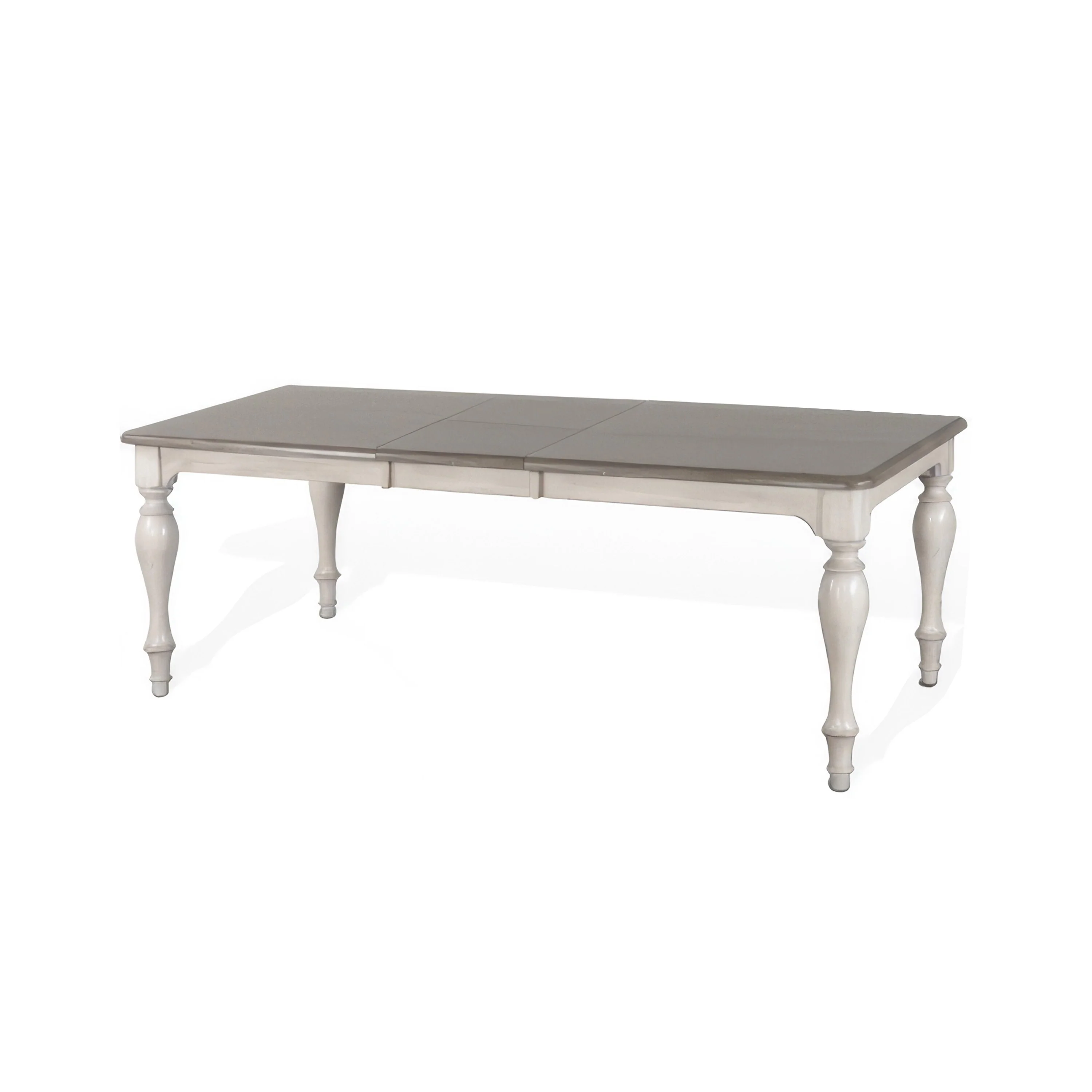 Sain Dining Table, Taupe, White Mahogany Wood, Extendable 72- 90 Inch