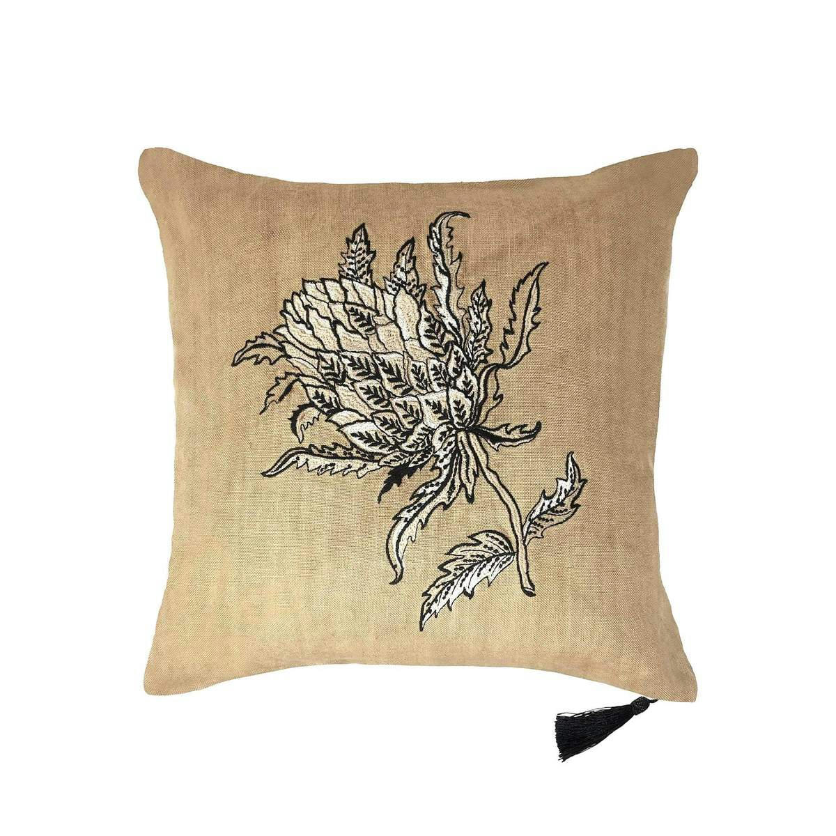 CALIFORNIE 1960 - - Coussin en lin pur lavé  Cardo ocre  45x45