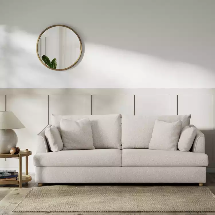 Habitat Holmfirth Fabric 3 Seater Sofa Bed - Natural-Ash Leg