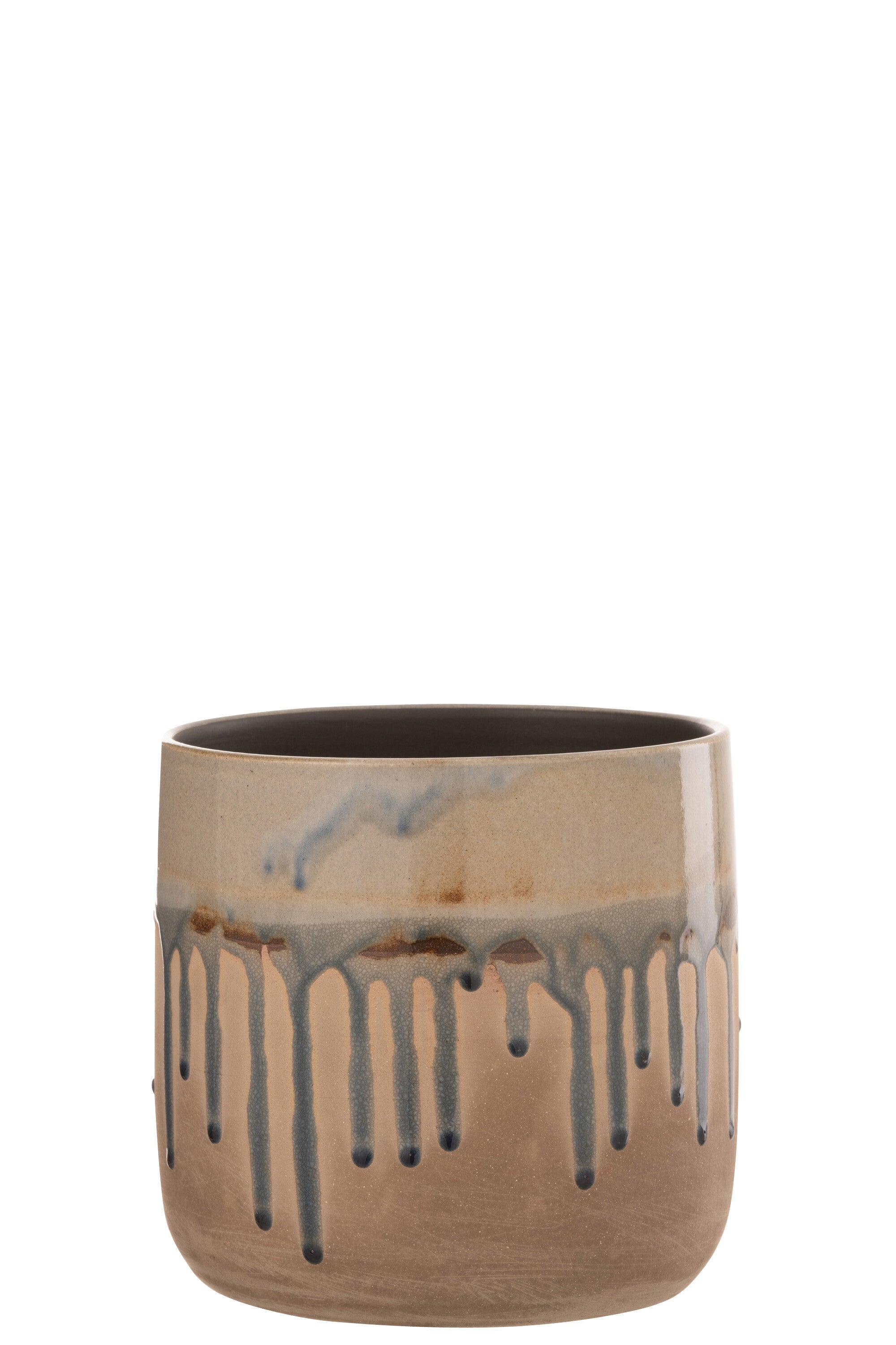 J-Line bloempot Druppel - keramiek - beige/grijs - medium - Ø 18 cm