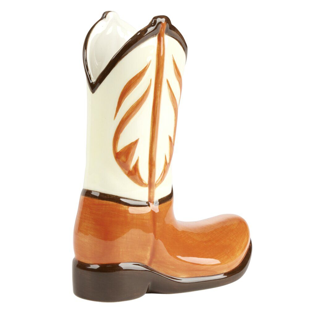 Vase céramique forme botte cowboy orange 20x6,5xH15,5cm