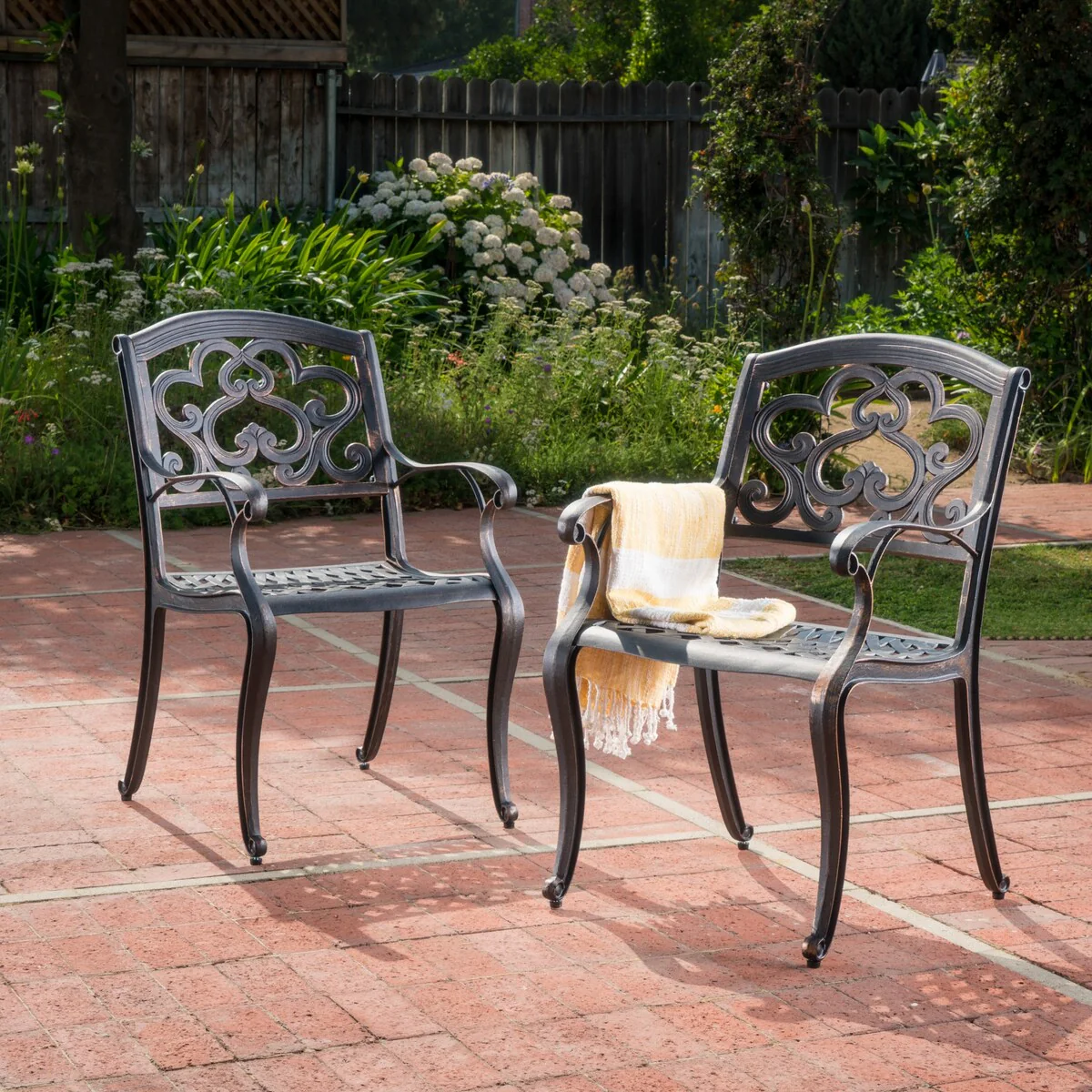 2-Piece Patio Outdoor Aluminium Chairs Set Dining Chairs