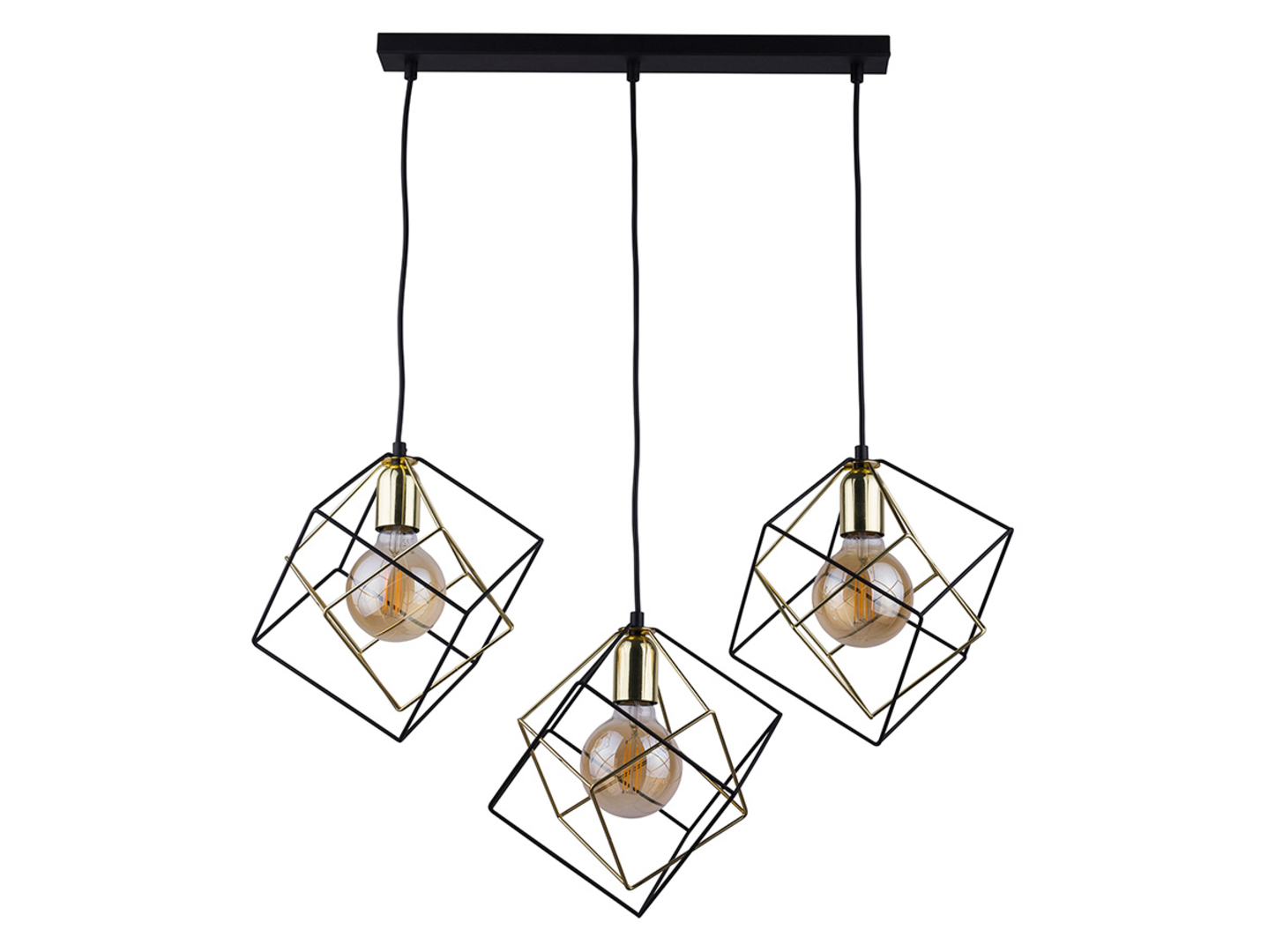 Lampa wisząca Alambre 3-punktowa metalowa czarna