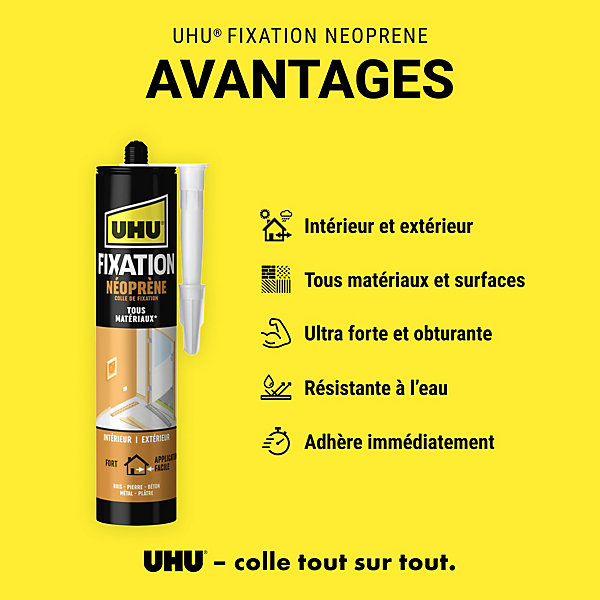 Colle de fixation néoprène UHU beige cartouche 350g