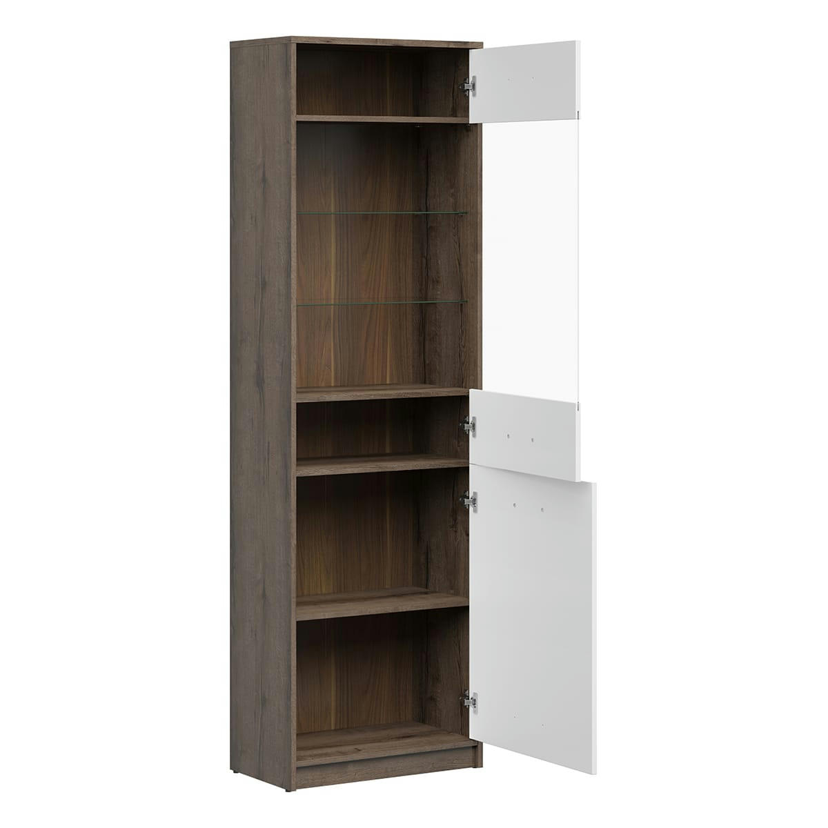 - Vitrine 2 portes stratifiés naturel foncé et blanc