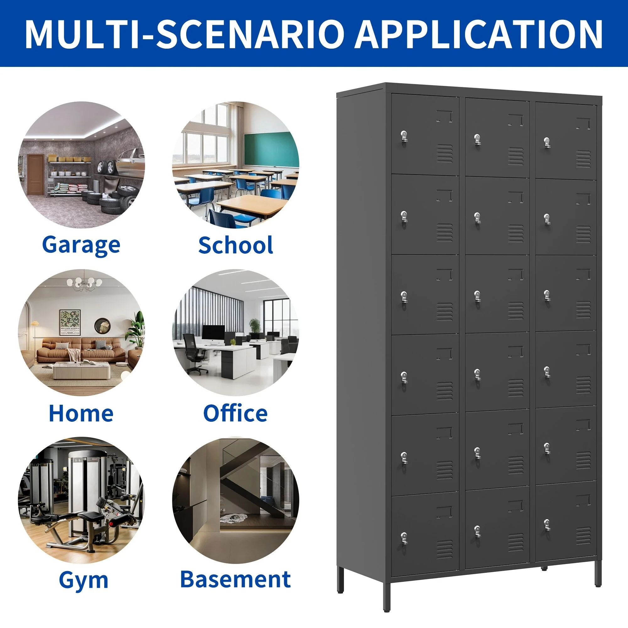 18 Door 72H Metal Lockers With Lock