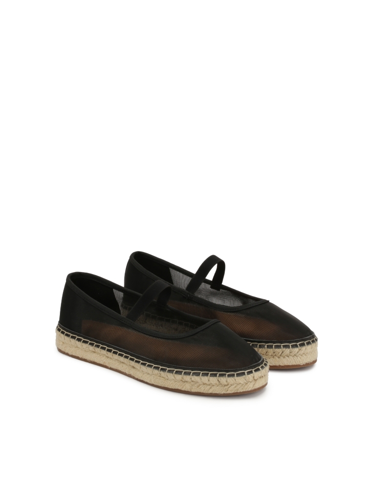 Black espadrilles in see-through fabric