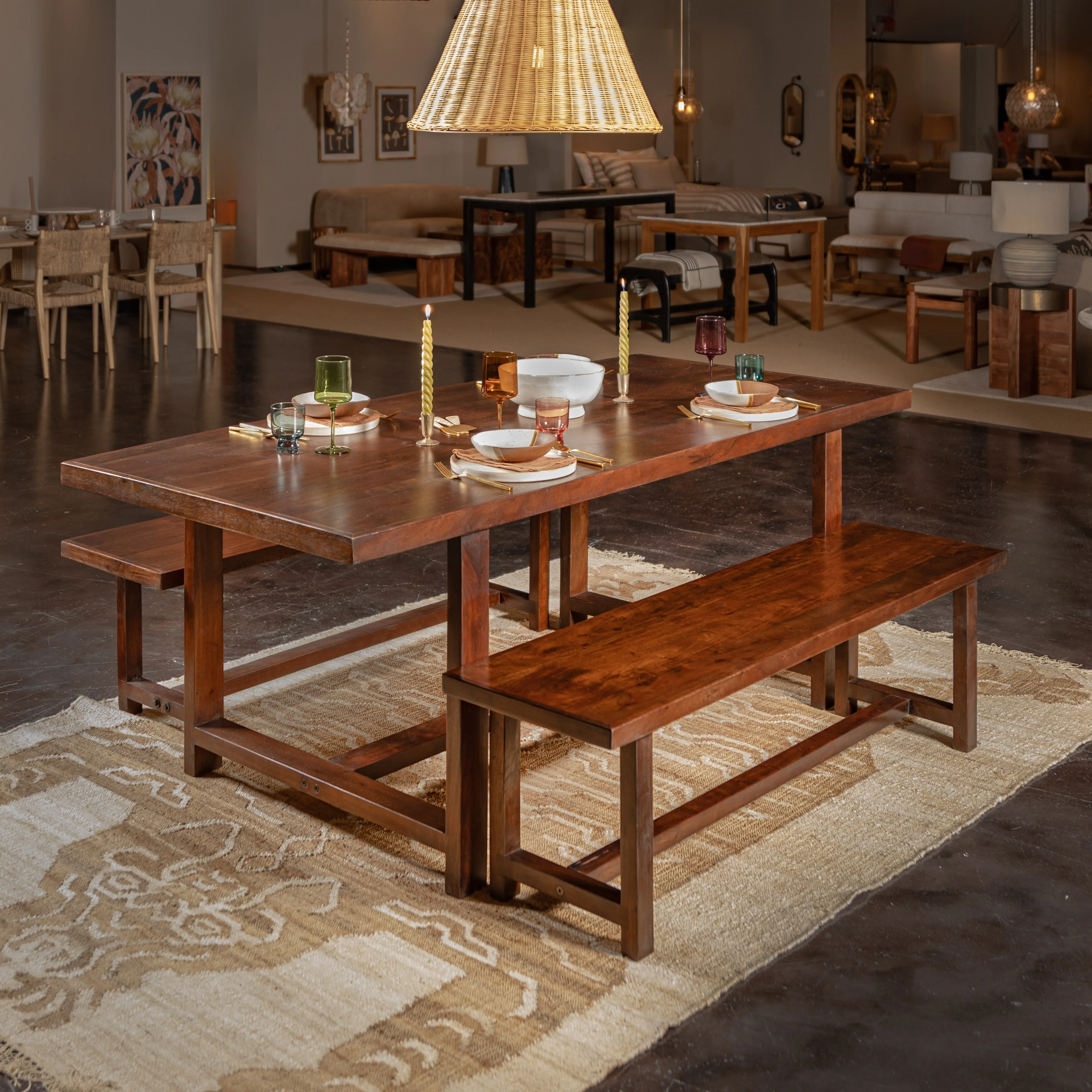 Elegant Acacia Wood Rectangular Dining Table - 79.0L x 36.0W x 30.0H