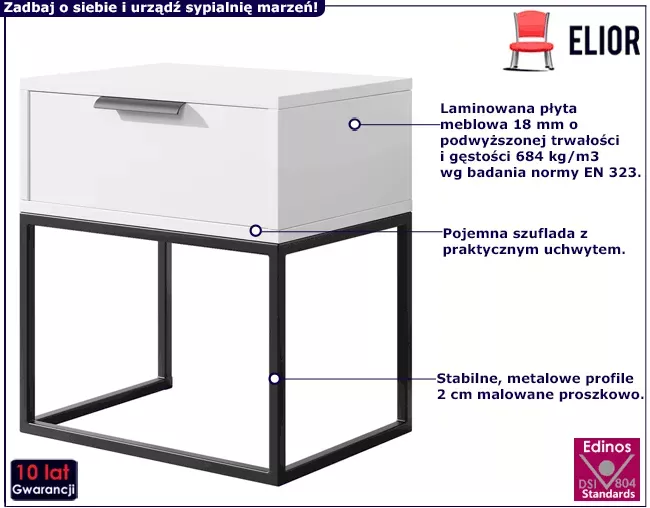 Biało nowoczesna szafka nocna - Zenix