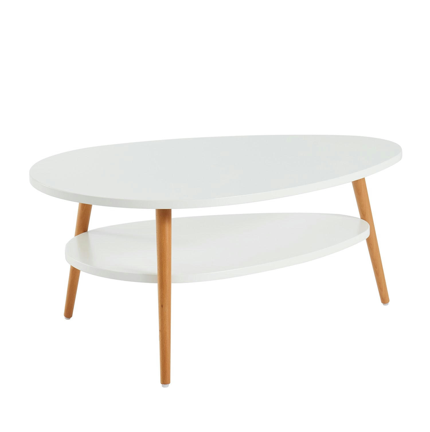 STONE - Table basse   laqué blanc mat pieds en bois massif