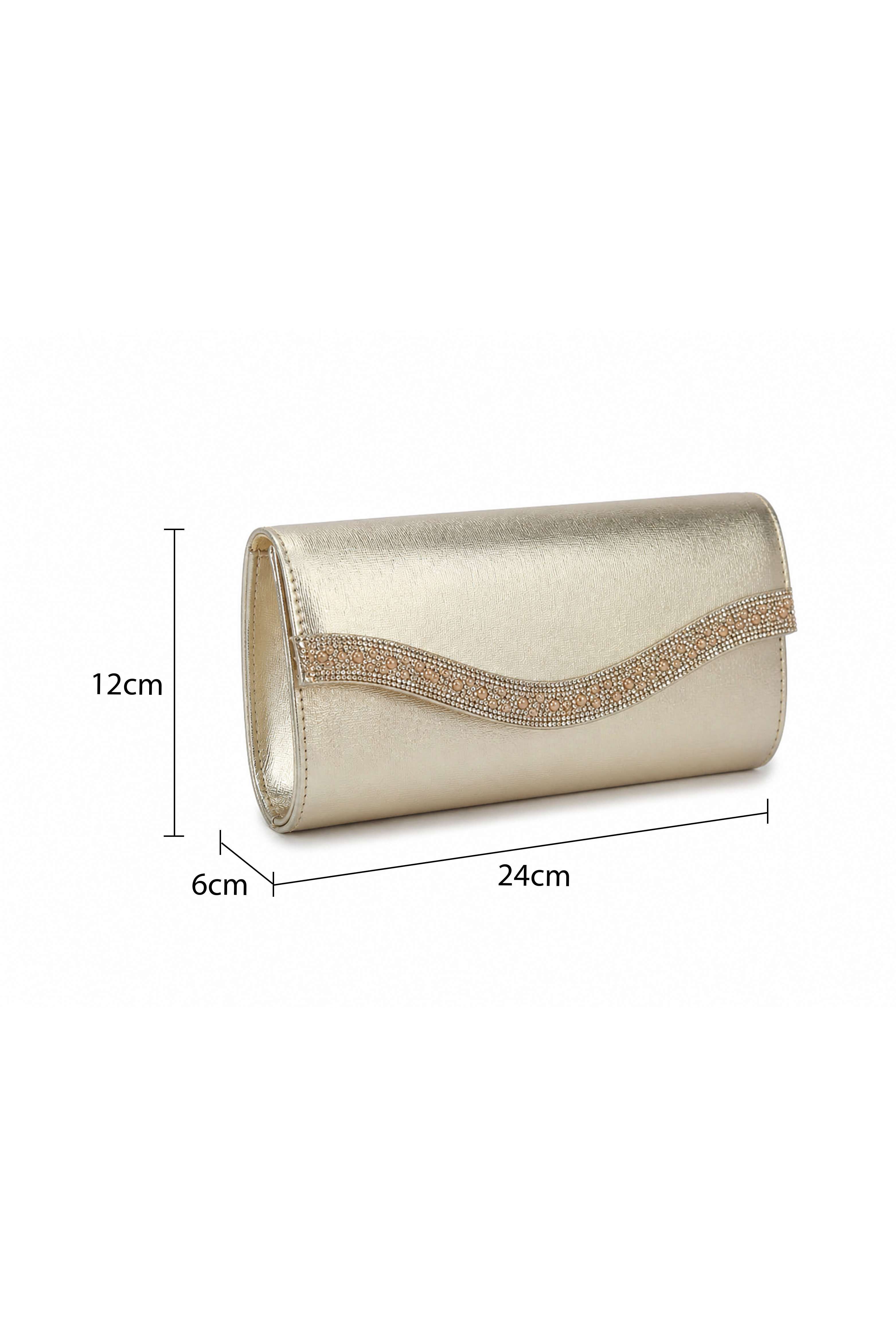 Kitise Envelope Clutch Evening Bag with Rhinestone Trim and Flap Closure