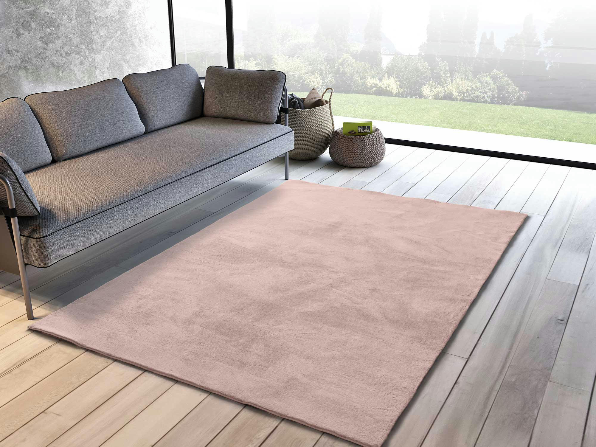 XIANA - Tapis doux lavable rose, 80X150 cm