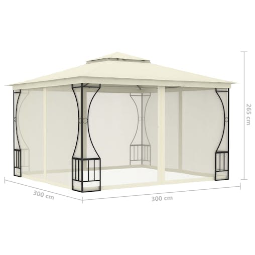 NNEVL Gazebo with Nets 300x300x265 cm Cream