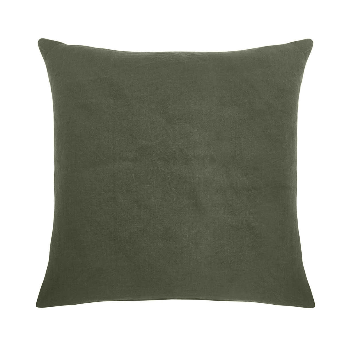 ROMARIN - Taie d'oreiller uni en lin vert 64x64