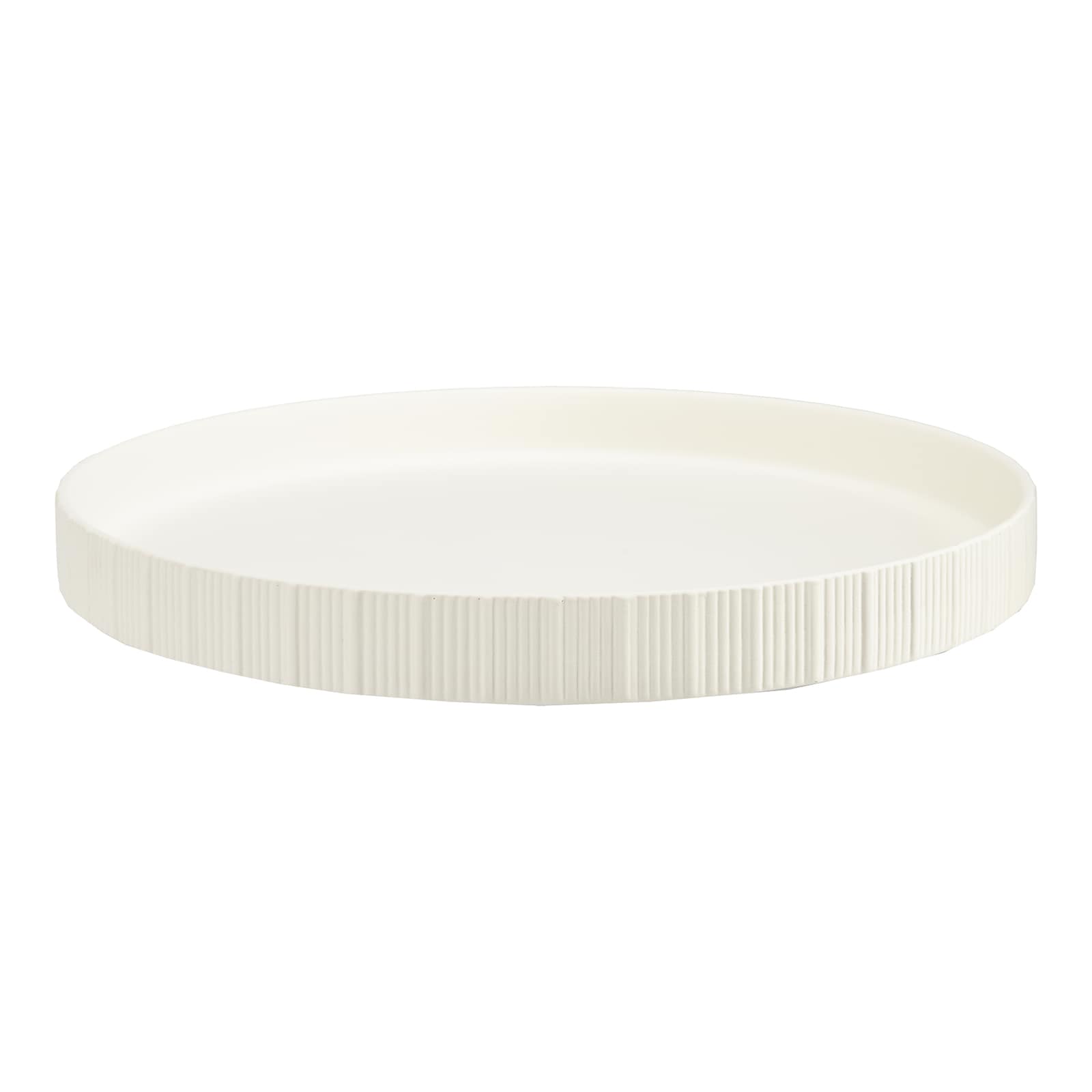 Deko-Tablett Notches Weiß, ⌀ 41 cm, H 45 mm