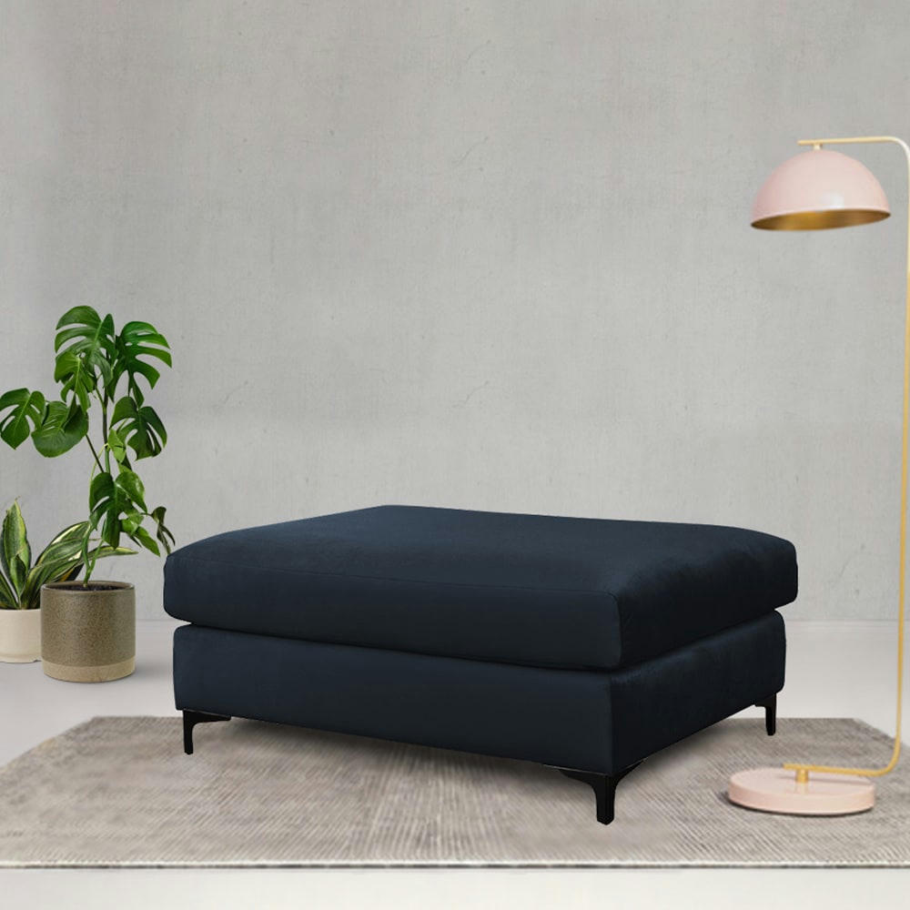 - Pouf salon velours bleu