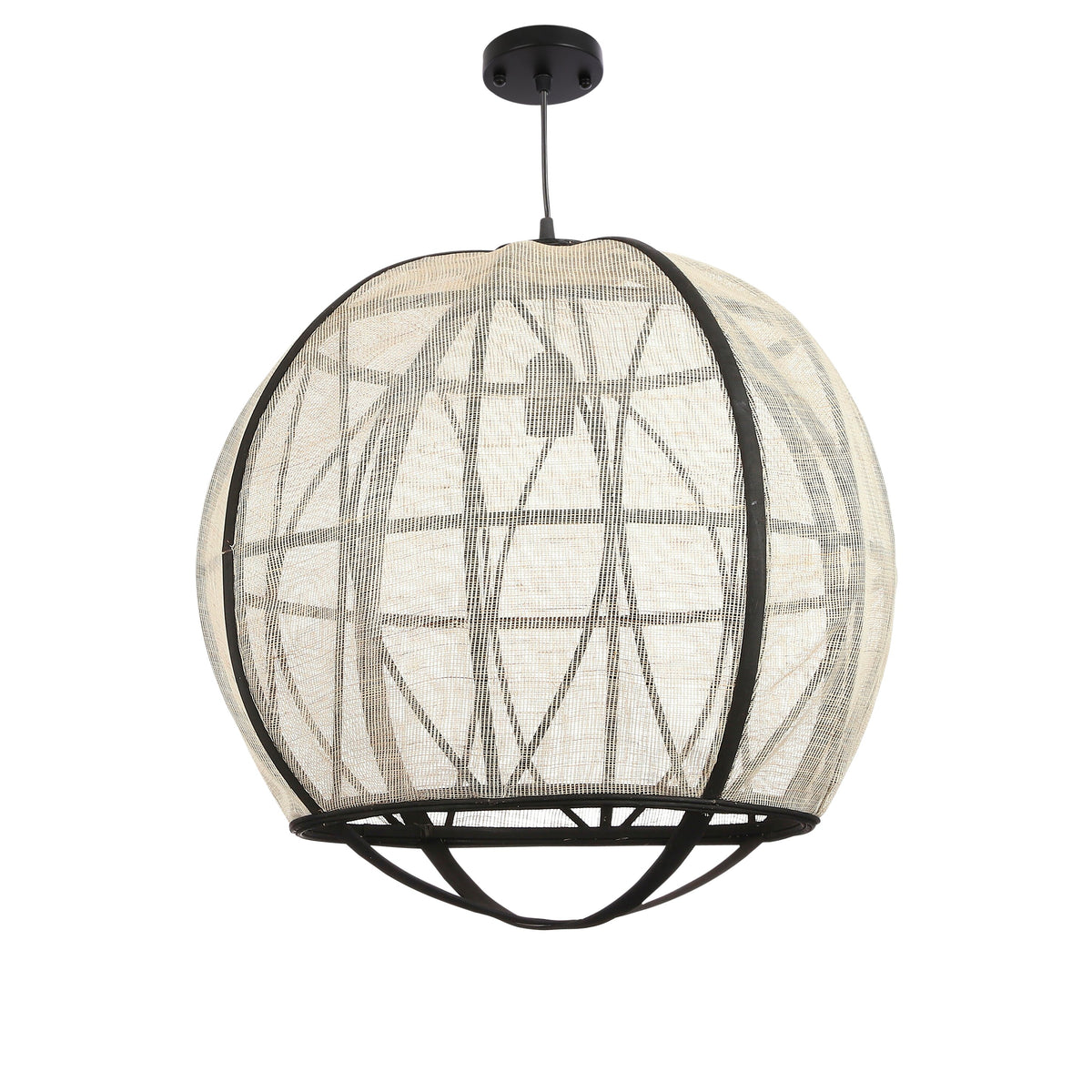 Mica Decorations Pella Hanglamp - H50 x Ø51 cm - Linnen - Off-white