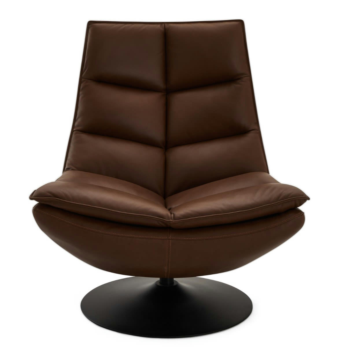 MIAMI - Fauteuil lounge en cuir marron