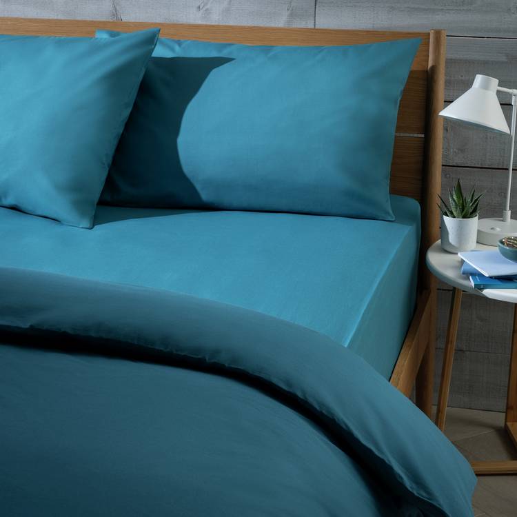 Habitat Cotton Rich 180 TC Petrol Fitted Sheet - Single