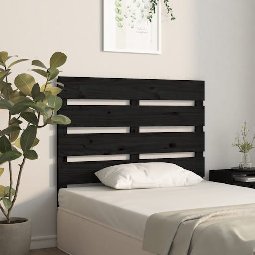 NNEVL Headboard Black 100x3x80 cm Solid Wood Pine