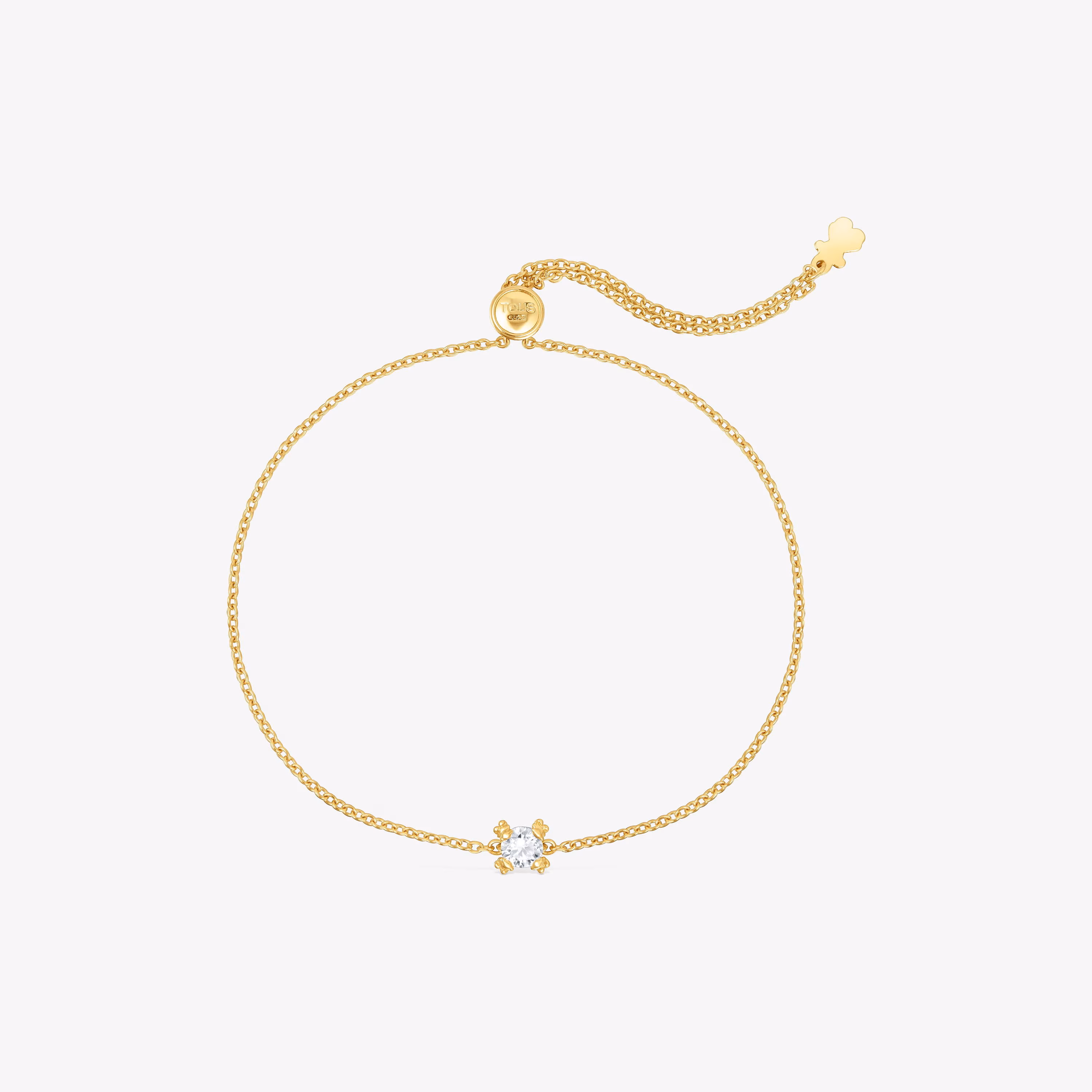 Pulsera cadena con baño de oro 18 kt sobre plata y diamante creado en laboratorio Color Pills