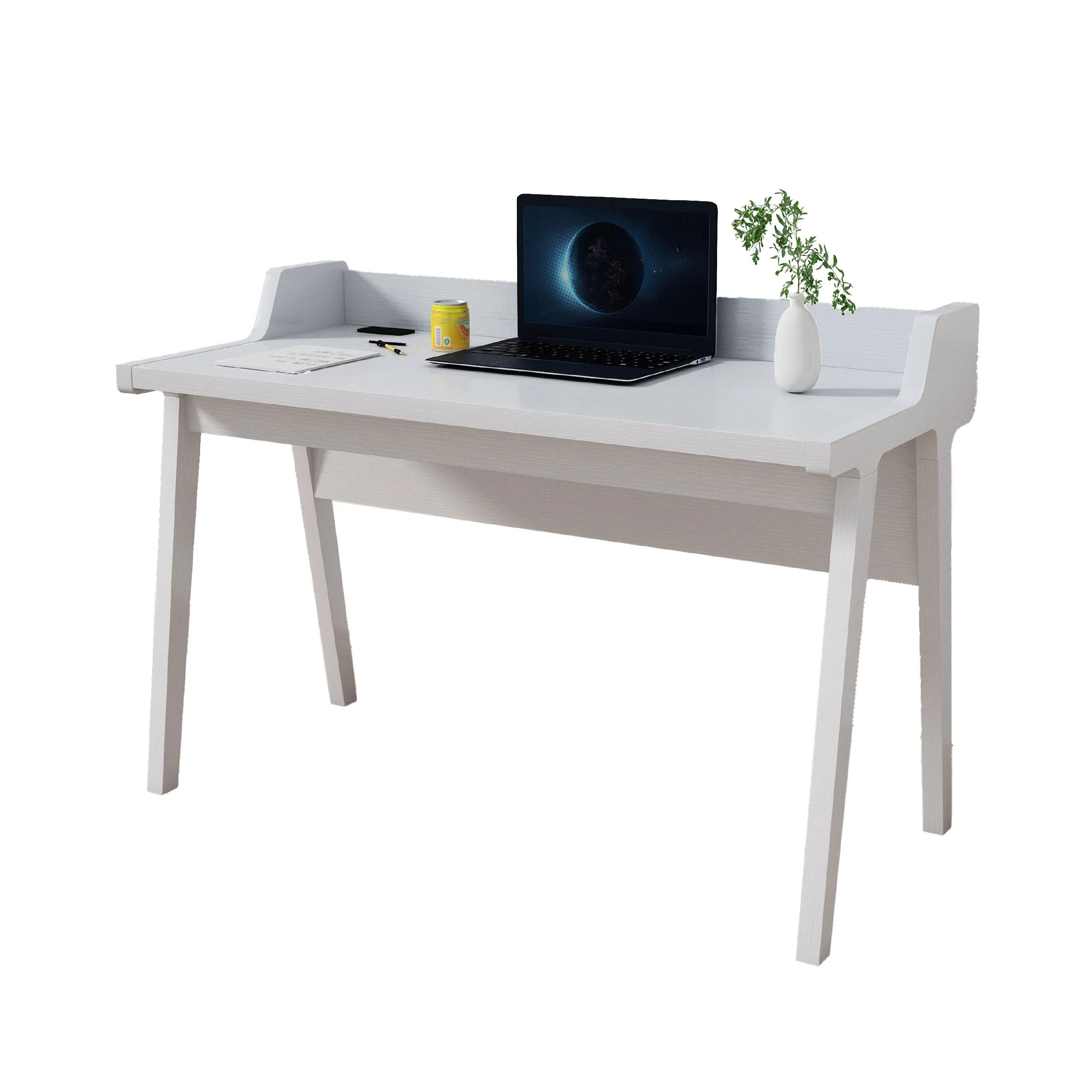 Writing Desk, Wrap Around Tabletop, 50 Inch, Modern White Finish