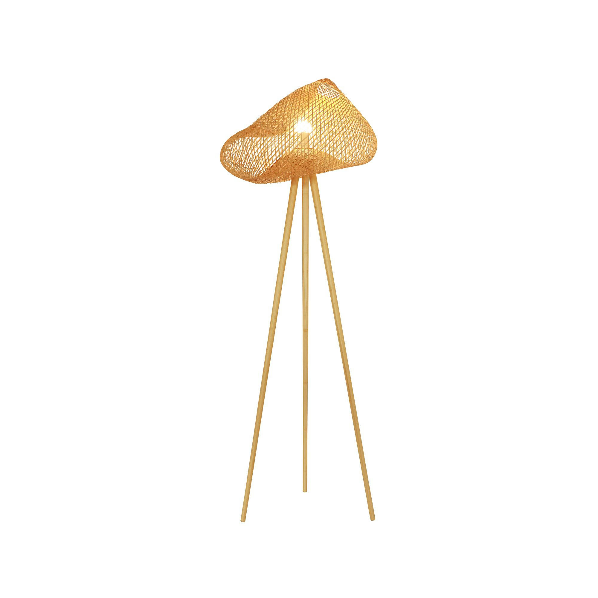 LIPS - Lampadaire en bambou pieds en bois h165cm