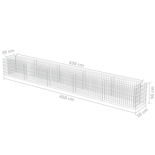 NNEVL Gabion Raised Bed Galvanised Steel 450x50x50 cm