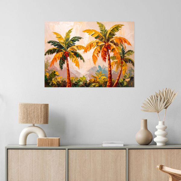 Plakat samoprzylepny do salonu Feeby Drzewa Palmy Dżungla Natura 30x20