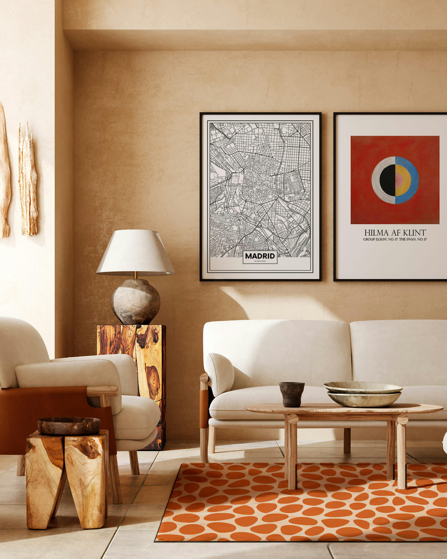 ALFOMBRAS MINIMALISTAS 2 - Tapis vinyle motif pavée orange 100x140cm