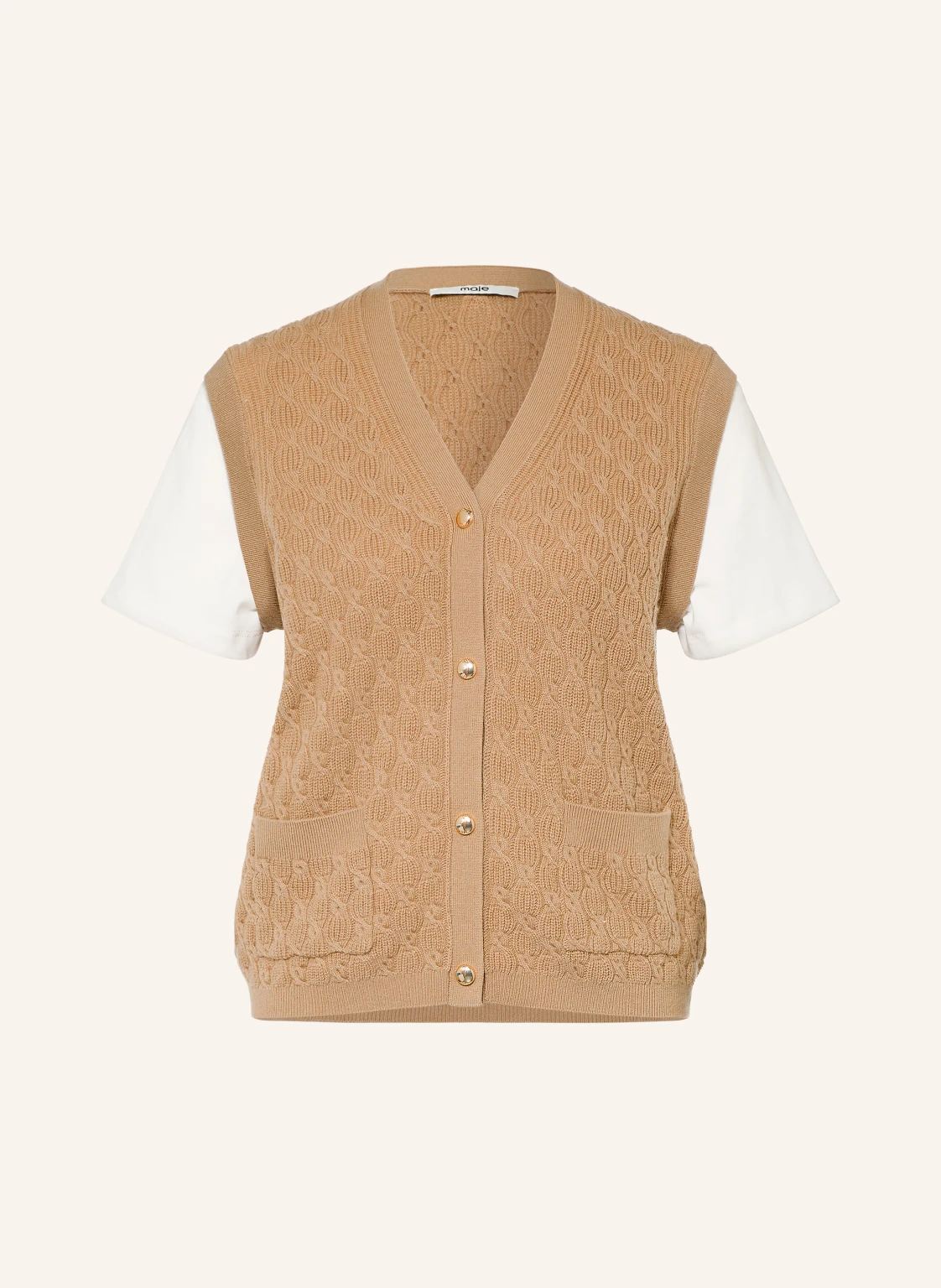 maje Strickjacke im Materialmix