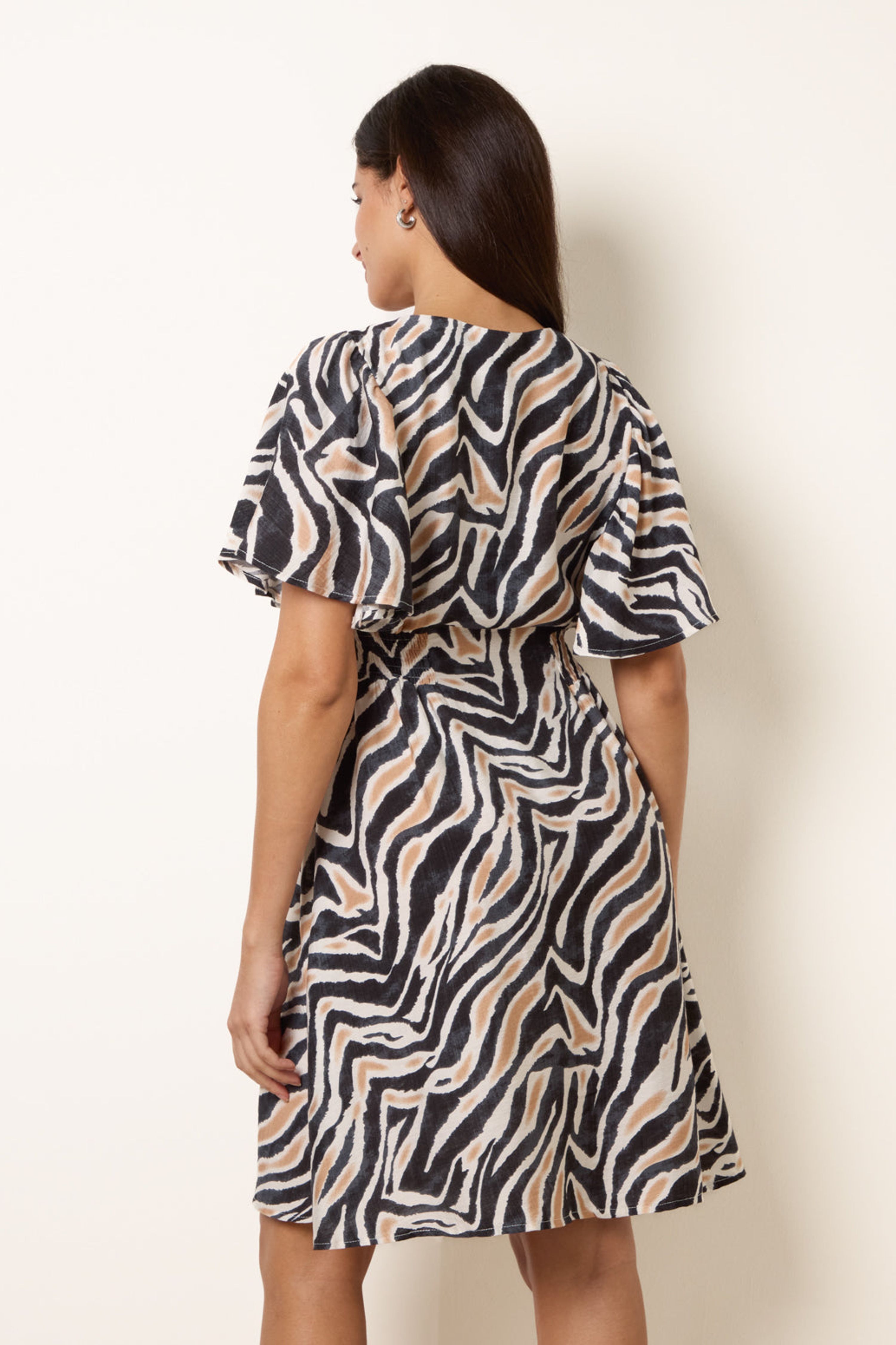 Blue Vanilla Black Coconut Button Shirred Waist Dress