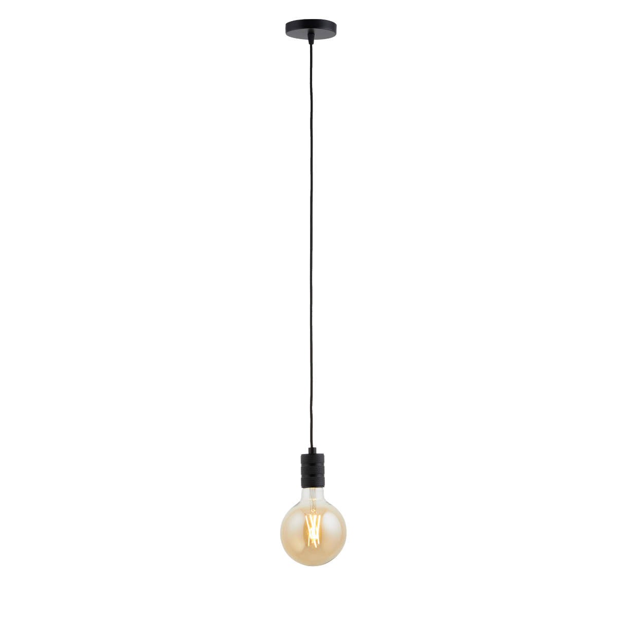 Lighto | Pendel Mat Zwart | Inclusief Lichtbron Goud | Retro | 1.5m Snoer | Met Plafondkap