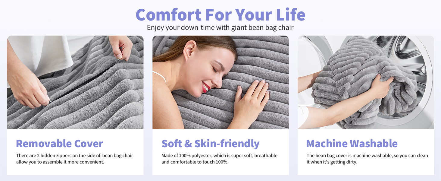 ultra soft &amp;amp; skin-friendly bean bag cover, easy to take off and it&amp;#39;s machine washable.