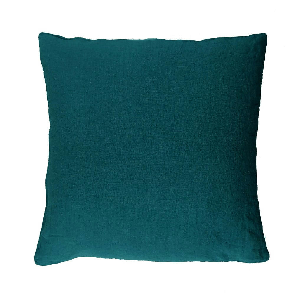 SYRACUSE PETROLE - Taie d'oreiller  pur lin bleu 65x65