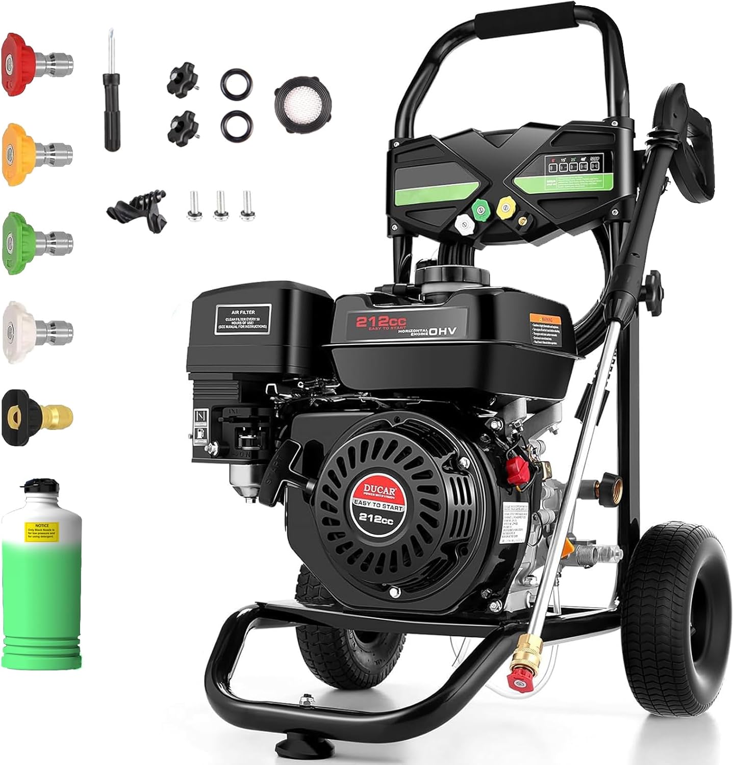 4200PSI Gas Pressure Washer  4.0GPM Power Washer Gas Powered with 212CC Engine  5 Nozzles  25ft Hose & 0.5Gal Soap Tank - for Home  Car  Driveways  EPA/CARB/ETL Compliant 20FT x 1/4 (Black)