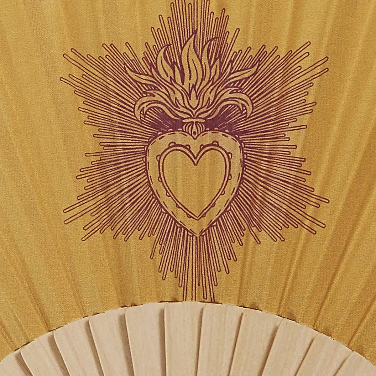 EX VOTO - Éventail en bois de bouleau et coton sérigraphié jaune