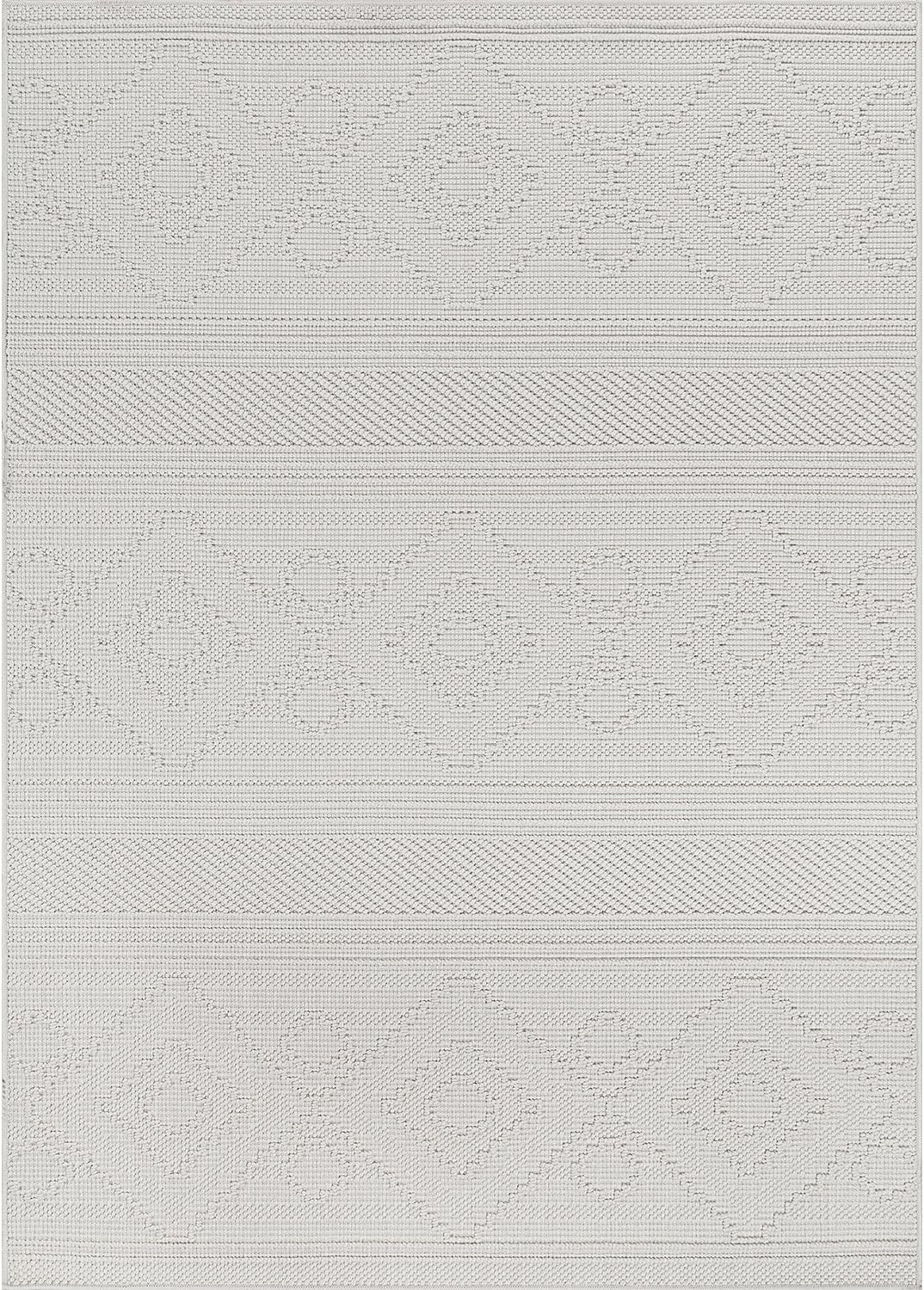Beverly Rug Micro Loop Large Area Rug White 9x12 Modern Luxury Boho Geometric Durable Indoor Area Rugs for Living Dining Room Office Stain Resistant Non Shedding Casual Indoor Carpet White 9 x 12