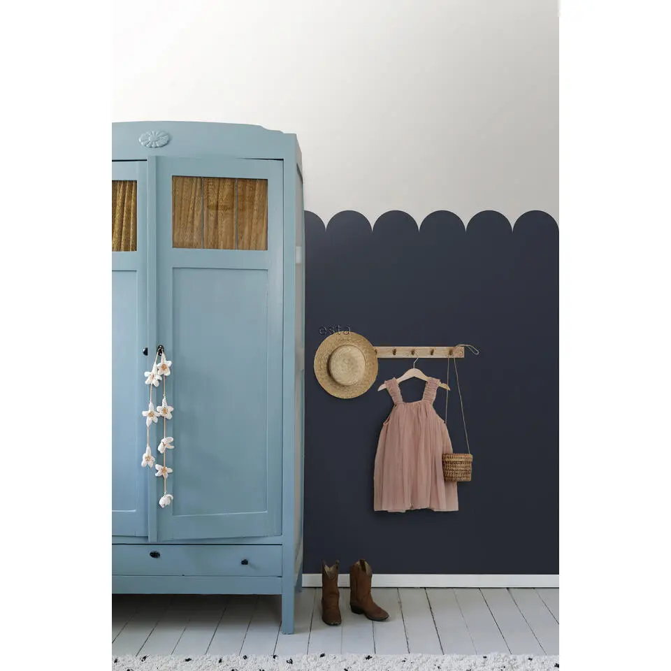 ESTAhome fotobehang lambrisering donkerblauw - 100 x 279 cm