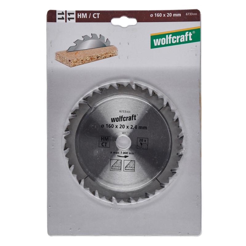 Lame de scie circulaire pour panneaux agglomérés Ø 160 x 20 mm WOLFCRAFT