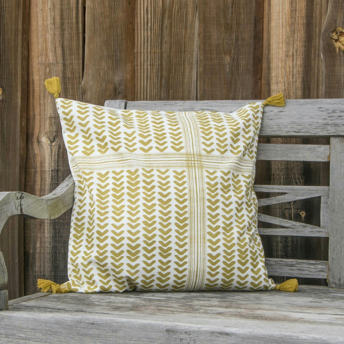 ZANZIBAR - Housse de coussin coton  50x50 jaune zeste