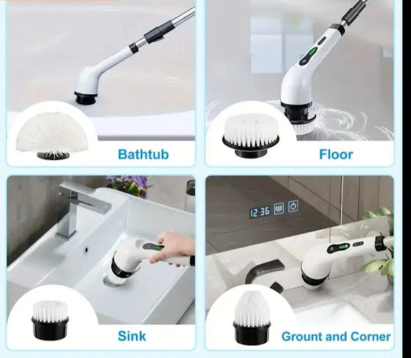NNETM Electric Rotary Floor Scrubber with Replaceable Brush Heads