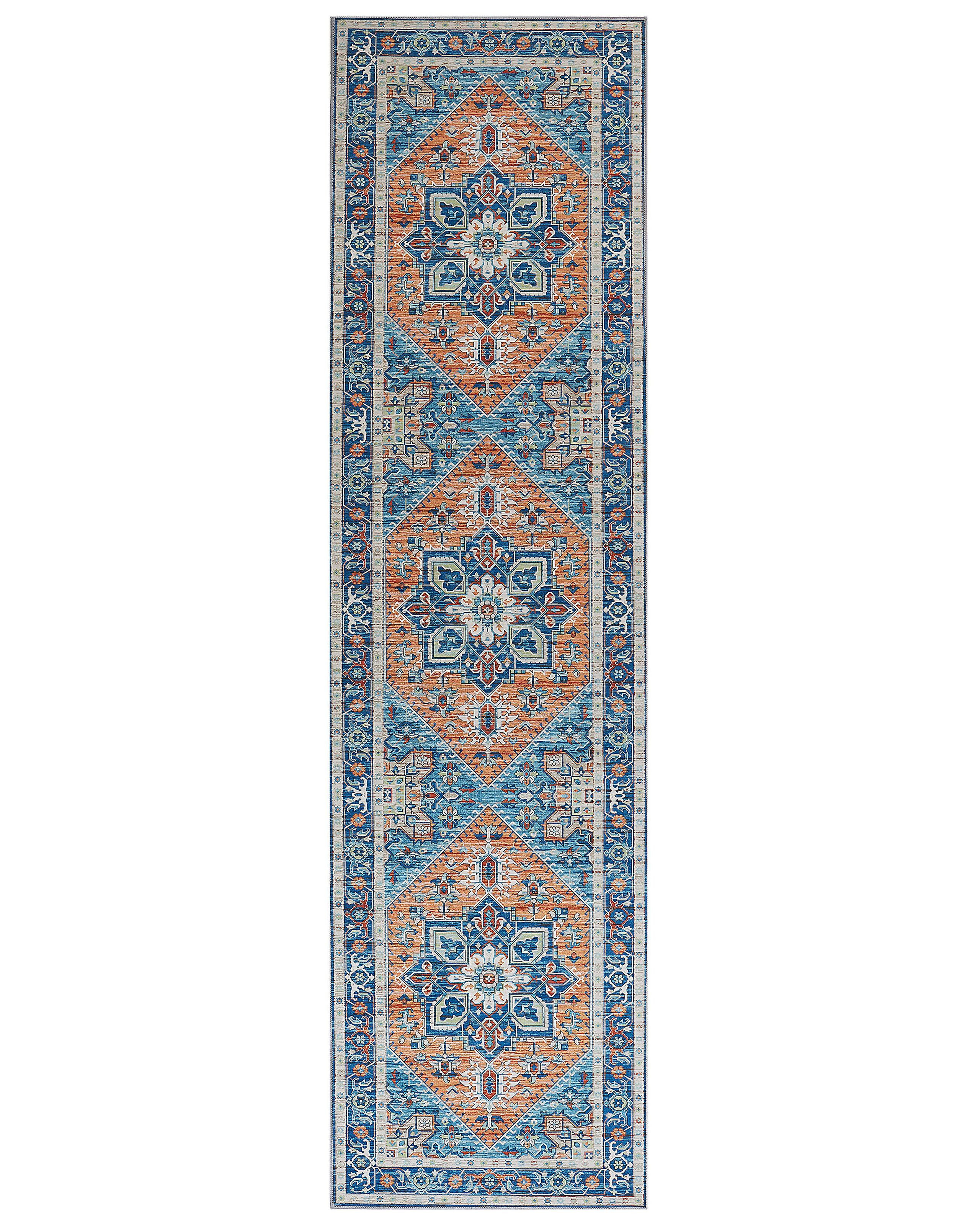 Dywan chodnik 80x300 cm niebiesko-pomarańczowy