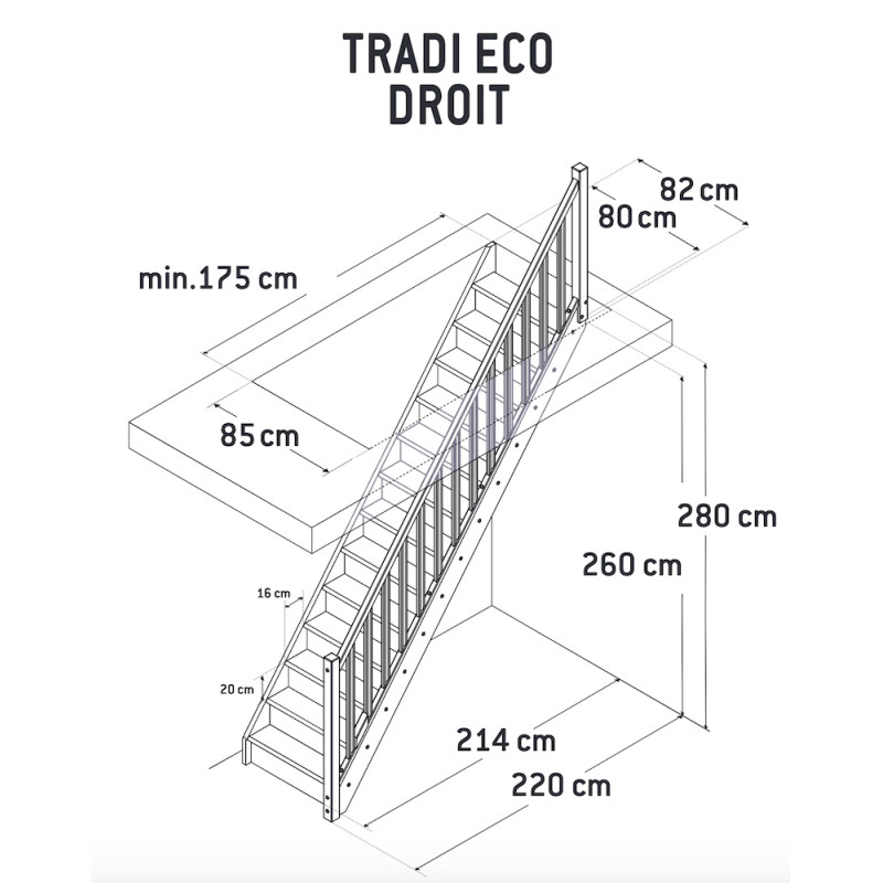 Escalier droit en sapin Tradi Eco SOGEM