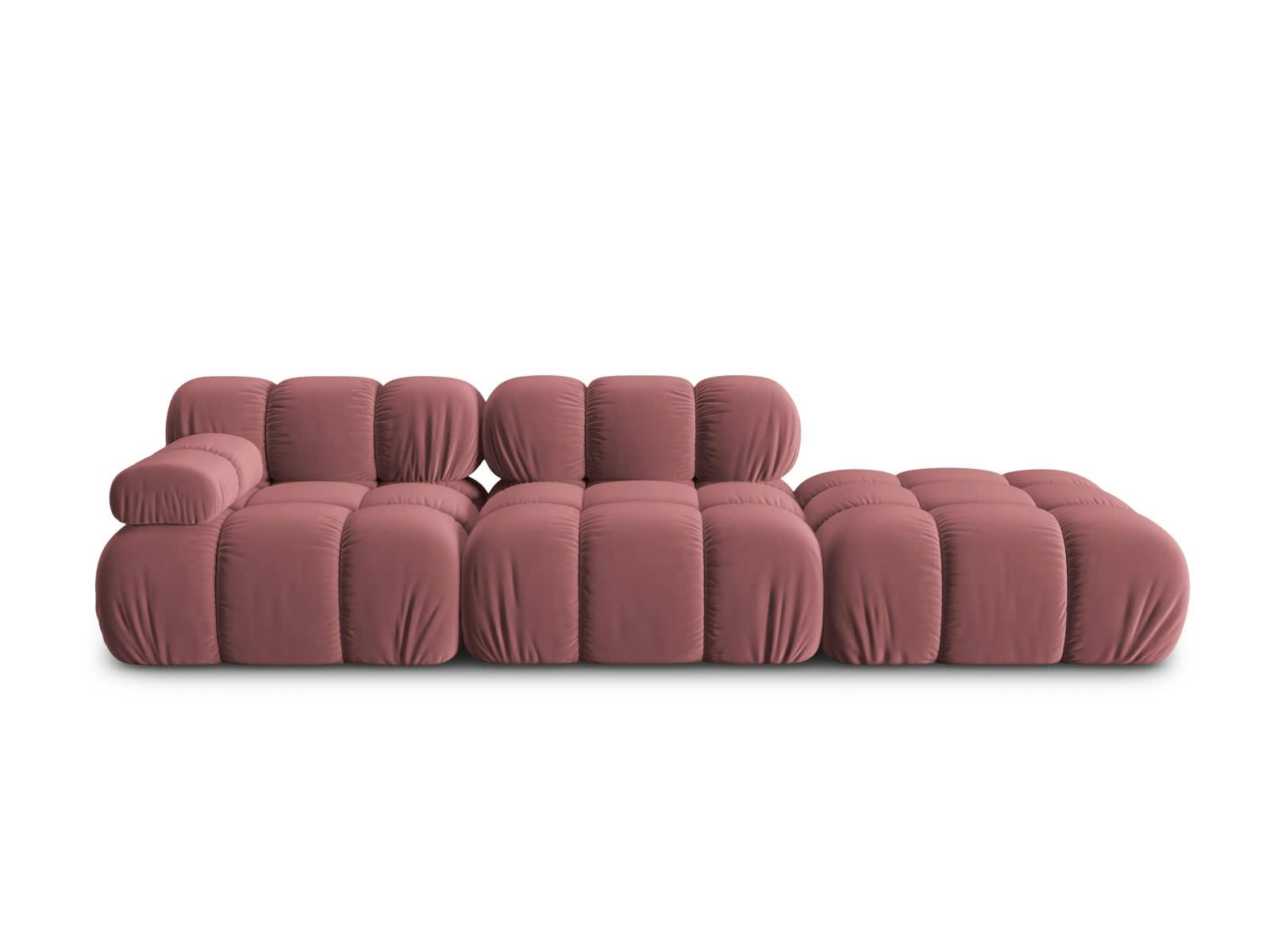 BELLIS - Canapé modulable droit 4 places en tissu velours rose